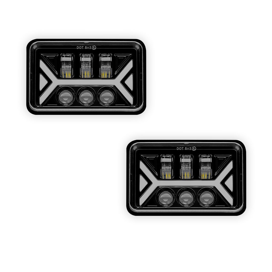 Universal 4 Pcs. 4x6" LED Headlights LH + RH