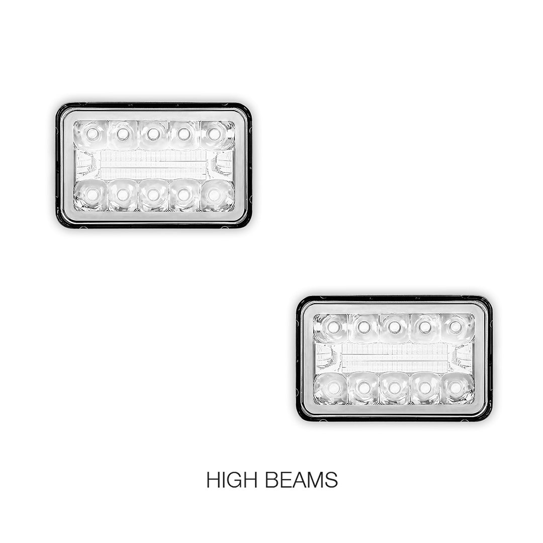 Universal 4 Pcs. 4x6" LED Headlights LH + RH