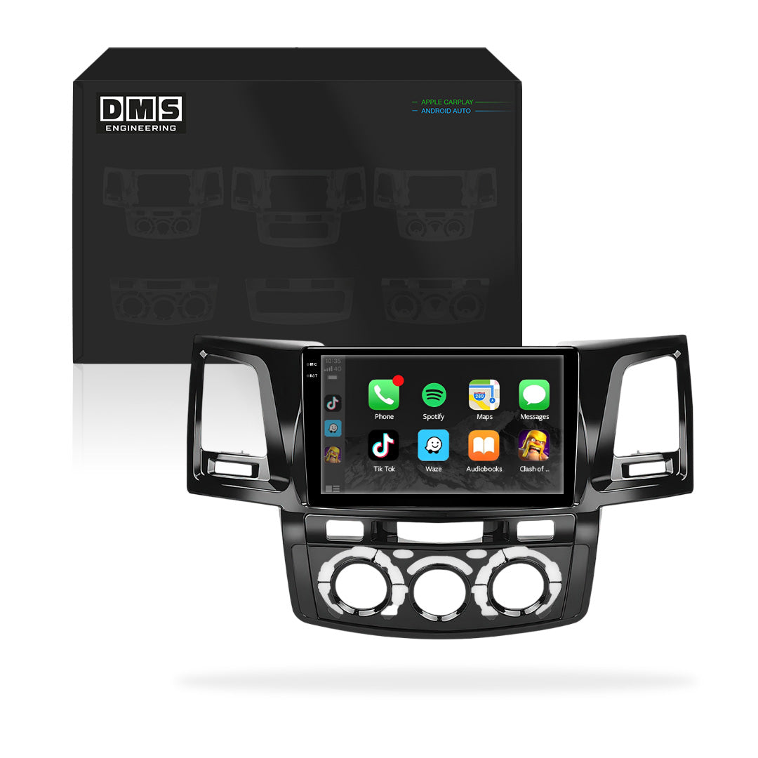 Toyota Hilux N70 (2005 - 2015) 9" 13.3" Wireless Android 16 Head Unit for Apple CarPlay / Android Auto Straight Knob AC Panel