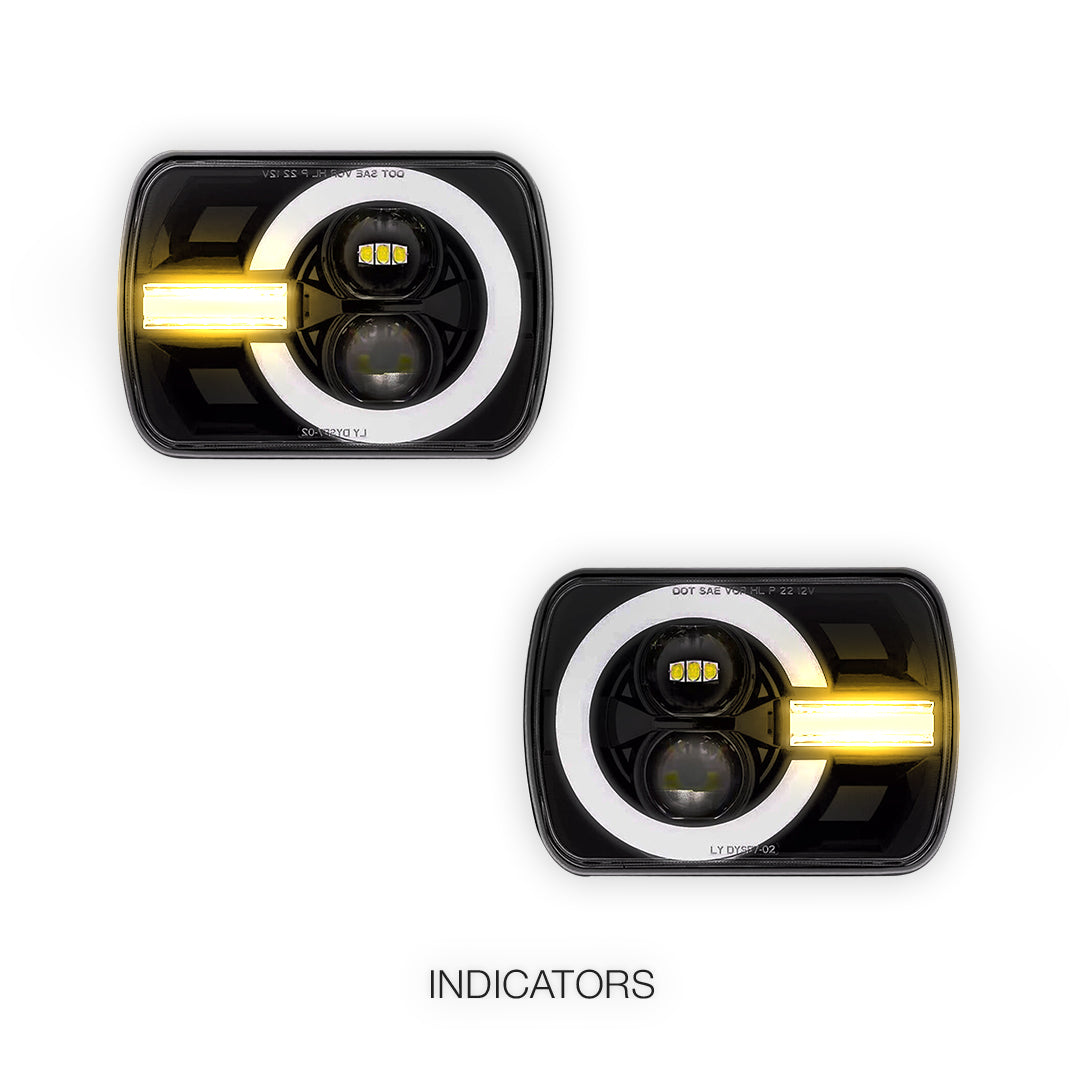 Nissan Navara D21 (1986 - 1997) LED Headlights Halo DRL  LH + RH