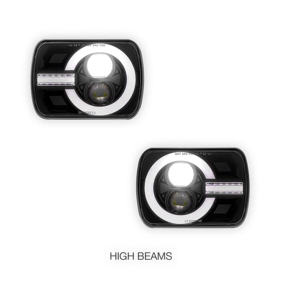 Nissan Navara D21 (1986 - 1997) LED Headlights Halo DRL  LH + RH