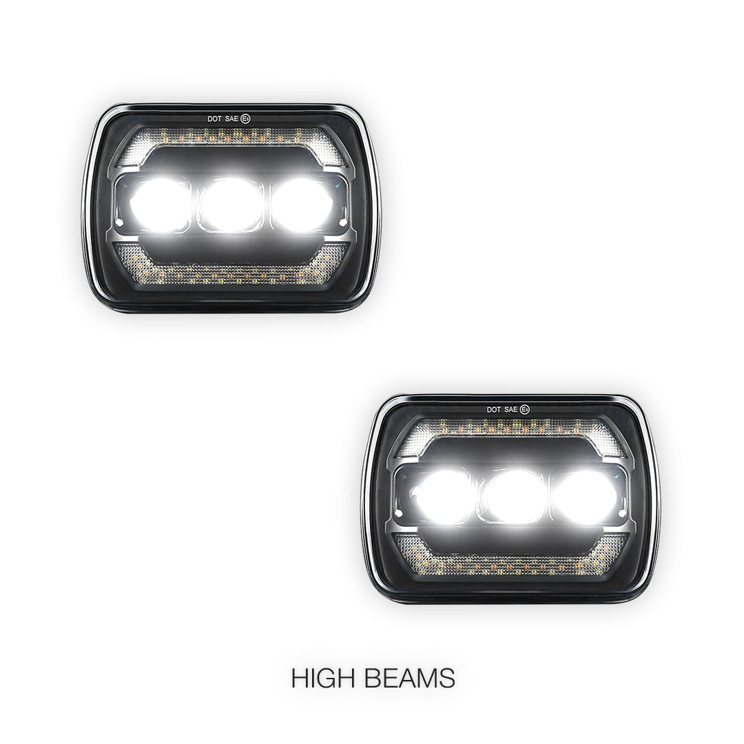 Nissan Navara D21 (1986 - 1997) LED Headlights Halo DRL  LH + RH