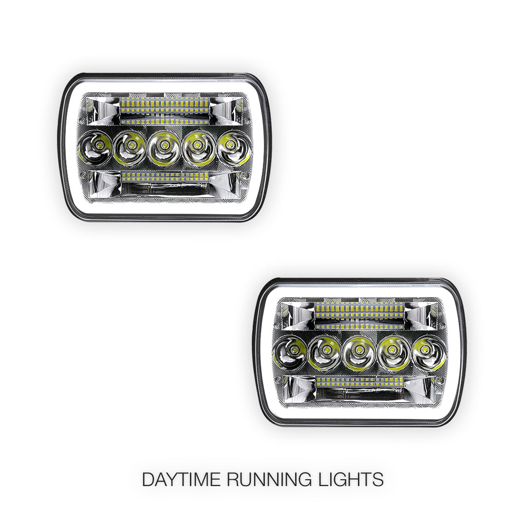 Nissan Navara D21 (1986 - 1997) LED Headlights Halo DRL  LH + RH