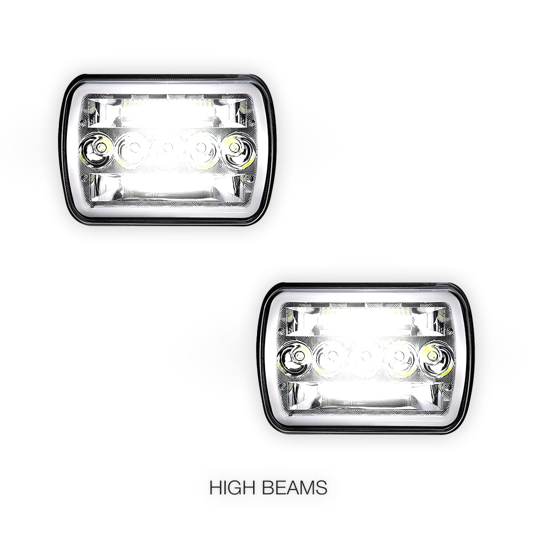 Nissan Navara D21 (1986 - 1997) LED Headlights Halo DRL  LH + RH