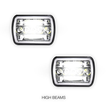 Nissan Navara D21 (1986 - 1997) LED Headlights Halo DRL  LH + RH