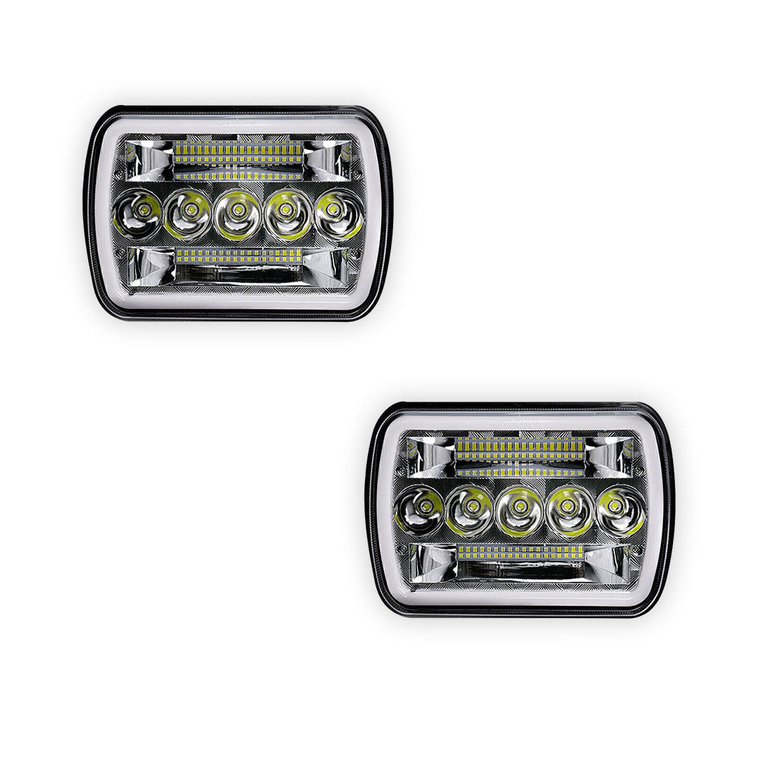 Nissan Navara D21 (1986 - 1997) LED Headlights Halo DRL  LH + RH