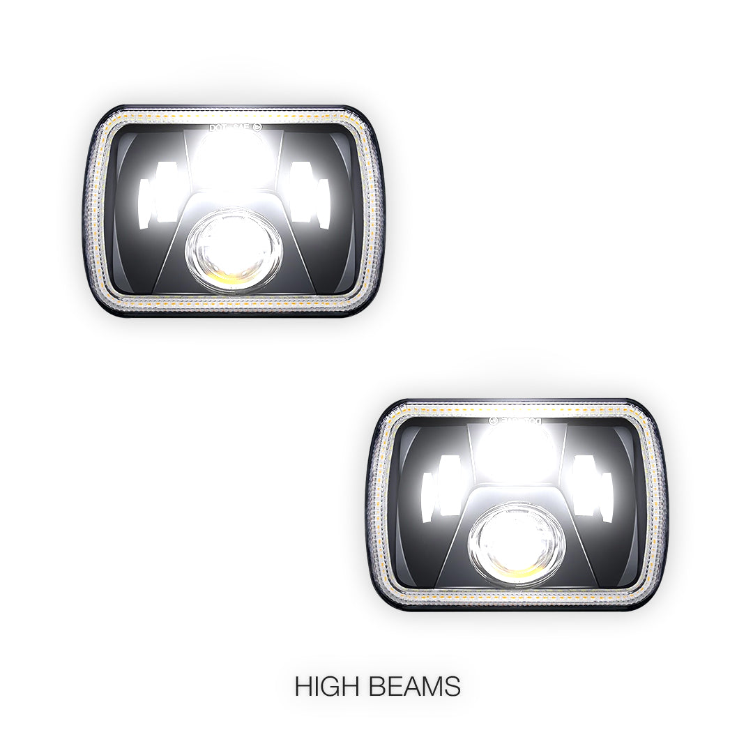 Nissan Navara D21 (1986 - 1997) LED Headlights Halo DRL  LH + RH