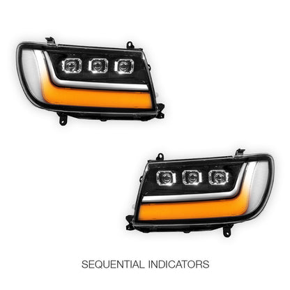 Toyota LandCruiser 100 Series (2005 - 2007) LED DRL Projector Headlights LH + RH