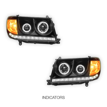 Toyota LandCruiser 100 Series (2005 - 2007) LED DRL Projector Headlights LH + RH