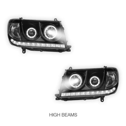 Toyota LandCruiser 100 Series (2005 - 2007) LED DRL Projector Headlights LH + RH