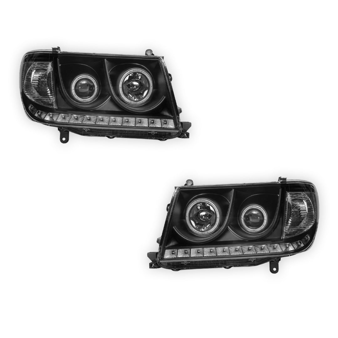 Toyota LandCruiser 100 Series (2005 - 2007) LED DRL Projector Headlights LH + RH