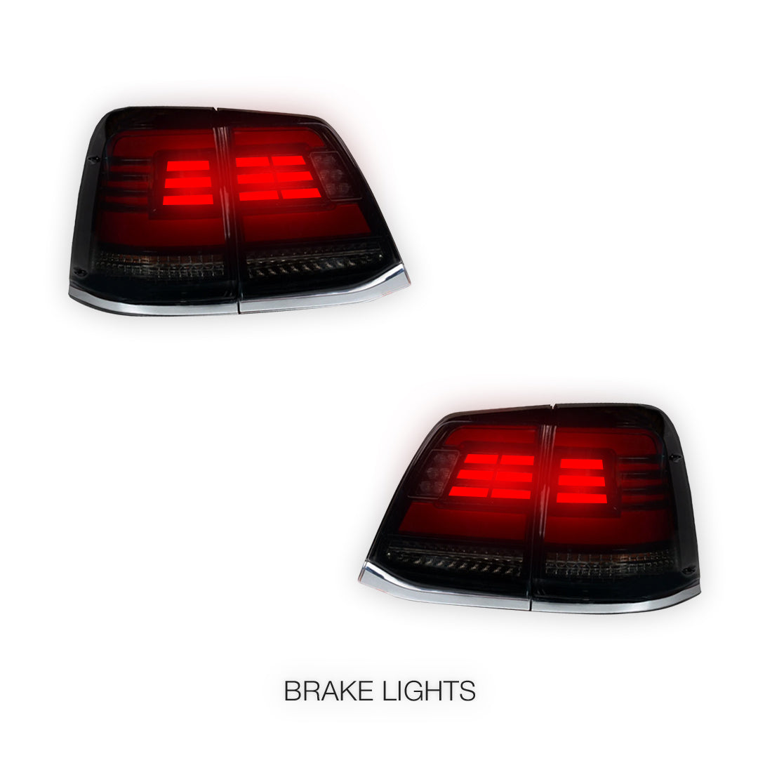Toyota LandCruiser 200 Series (2007 - 2015) Black Sequential Full LED Tail Lights LH + RH