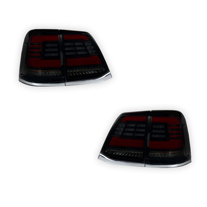 Toyota LandCruiser 200 Series (2007 - 2015) Black Sequential Full LED Tail Lights LH + RH