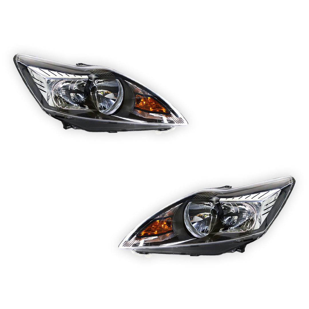 Ford Focus LV (2009 - 2011) Black OEM Style Headlights LH + RH