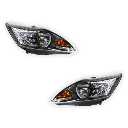 Ford Focus LV (2009 - 2011) Black OEM Style Headlights LH + RH