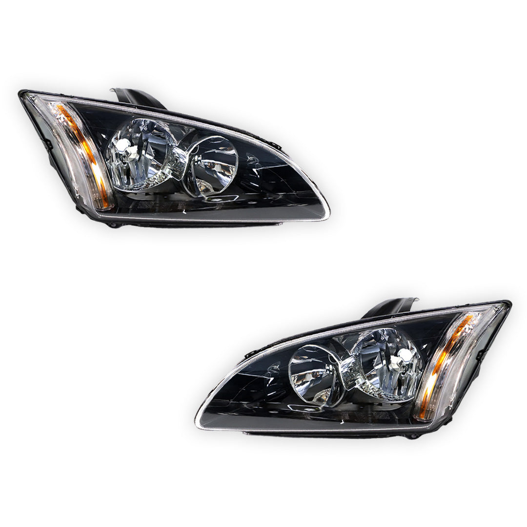 Ford Focus LS / LT (2007 - 2009) Black OEM Style Headlights LH + RH