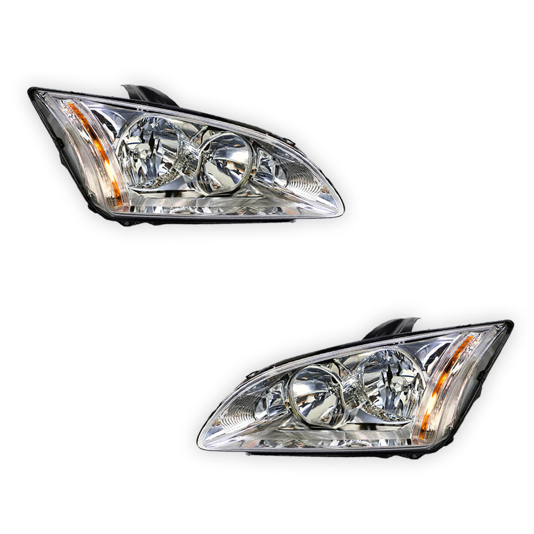 Ford Focus LS / LT (2005 - 2007) Chrome OEM Style Headlights LH + RH
