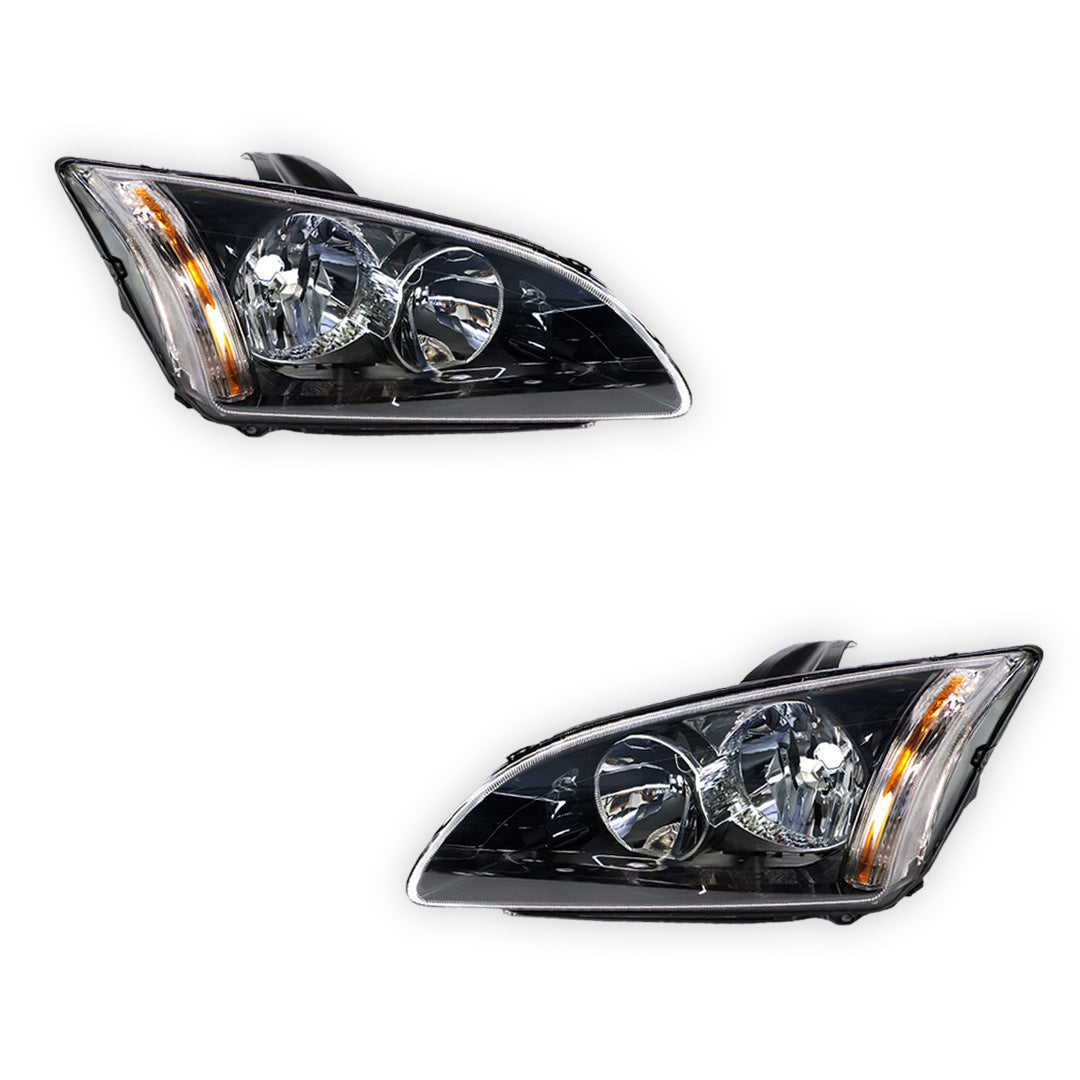 Ford Focus LS / LT (2005 - 2007) Black OEM Style Headlights LH + RH