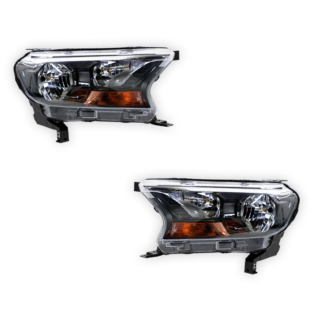 Ford Ranger PX MK2 (2015 - 2018) OEM Style Manual Adjust Non-Projector Headlights LH + RH