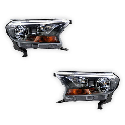 Ford Ranger PX MK2 (2015 - 2018) OEM Style Manual Adjust Non-Projector Headlights LH + RH