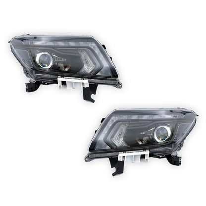 Nissan Navara D23 NP300 (2019 - 2025) Clear / Chrome LED Electric OEM Style Headlights LH + RH