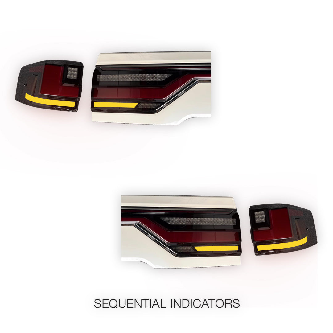 Toyota LandCruiser 300 Series (2022 - 2024) Black Sequential Full LED Through Tail Lights LH + RH
