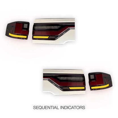 Toyota LandCruiser 300 Series (2022 - 2024) Black Sequential Full LED Through Tail Lights LH + RH