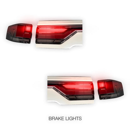 Toyota LandCruiser 300 Series (2022 - 2024) Black Sequential Full LED Through Tail Lights LH + RH