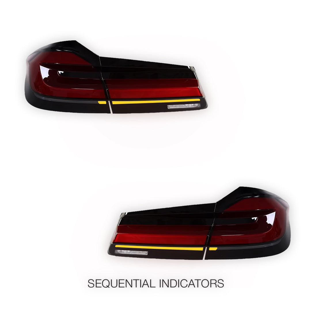 BMW 5-Series G30 (2018 - 2020) Sequential Red LED Tail Lights LH + RH