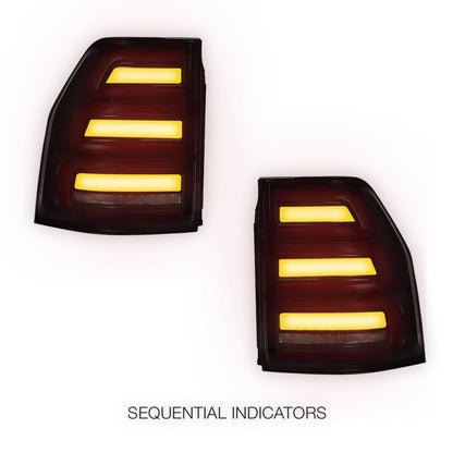 Mitsubishi Pajero NS / NT / NW / NX (2007 - 2021) Smoked White Sequential Full 3D LED Stripe Bar Tail Lights LH + RH