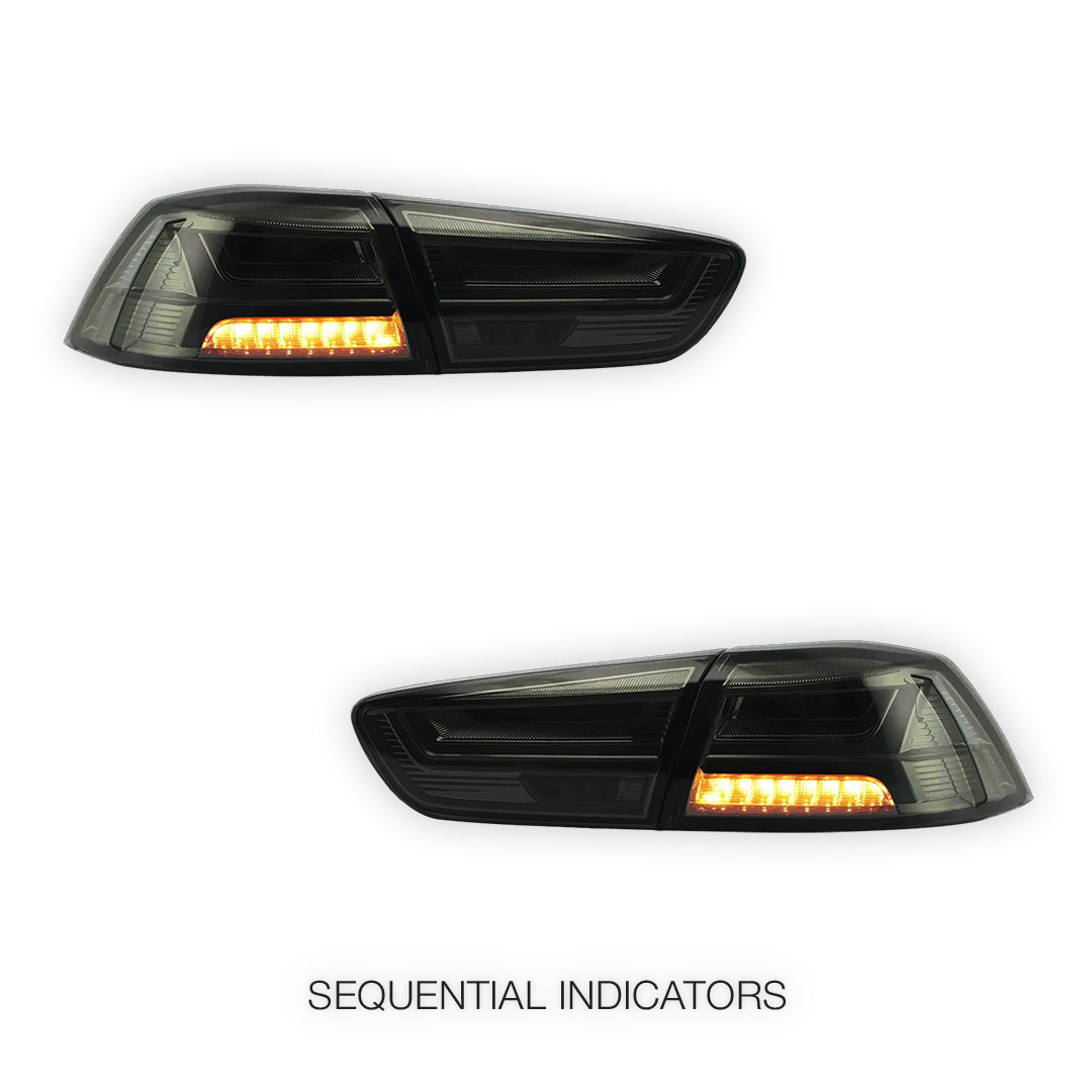 Mitsubishi Lancer Evo X / CJ / CF (2008 - 2018) Smoked Halo Sequential Tail Lights LH + RH
