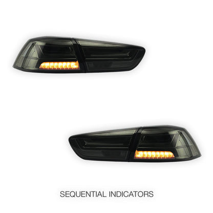 Mitsubishi Lancer Evo X / CJ / CF (2008 - 2018) Smoked Halo Sequential Tail Lights LH + RH