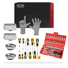 DMS Home Garage Kit - Socket Set + Magnetic Screwdriver Set + Magnetic Tool Trays + Safety Gloves