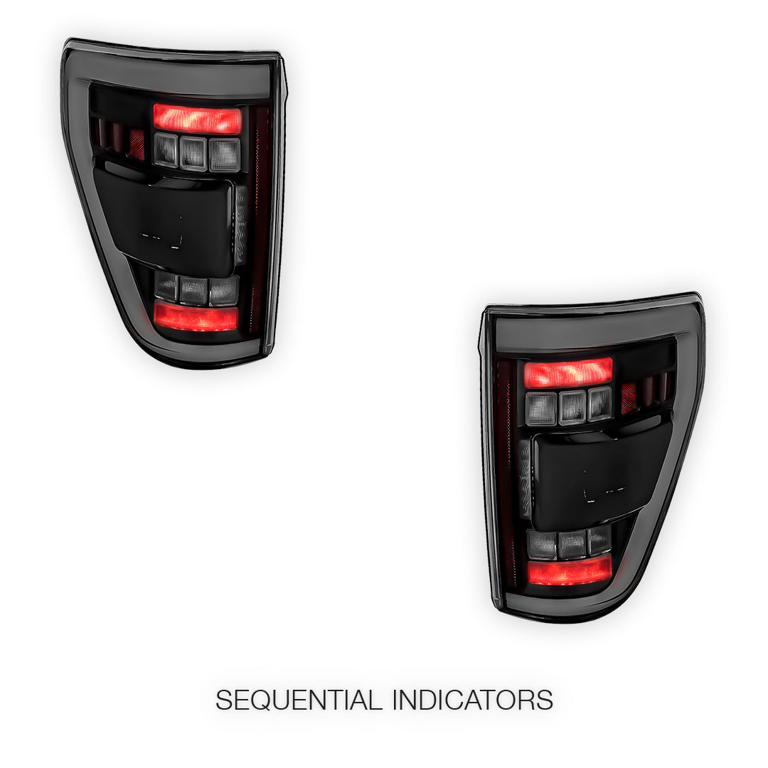 Ford F-150 (2021 - 2023) Black Sequential LED Tail Lights LH + RH