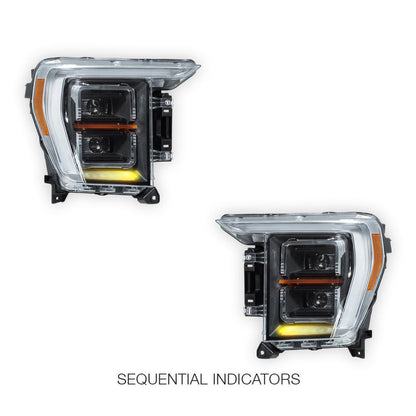 Ford F-150 (2021 - 2023) LED Projector Sequential Indicator Headlights LH + RH