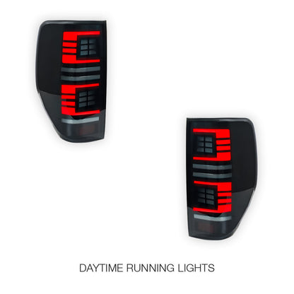 Ford Ranger PX MK1 MK2 MK3 (2011 - 2022) Smoked Block 3D Stripe Bars Sequential Tail Lights LH + RH