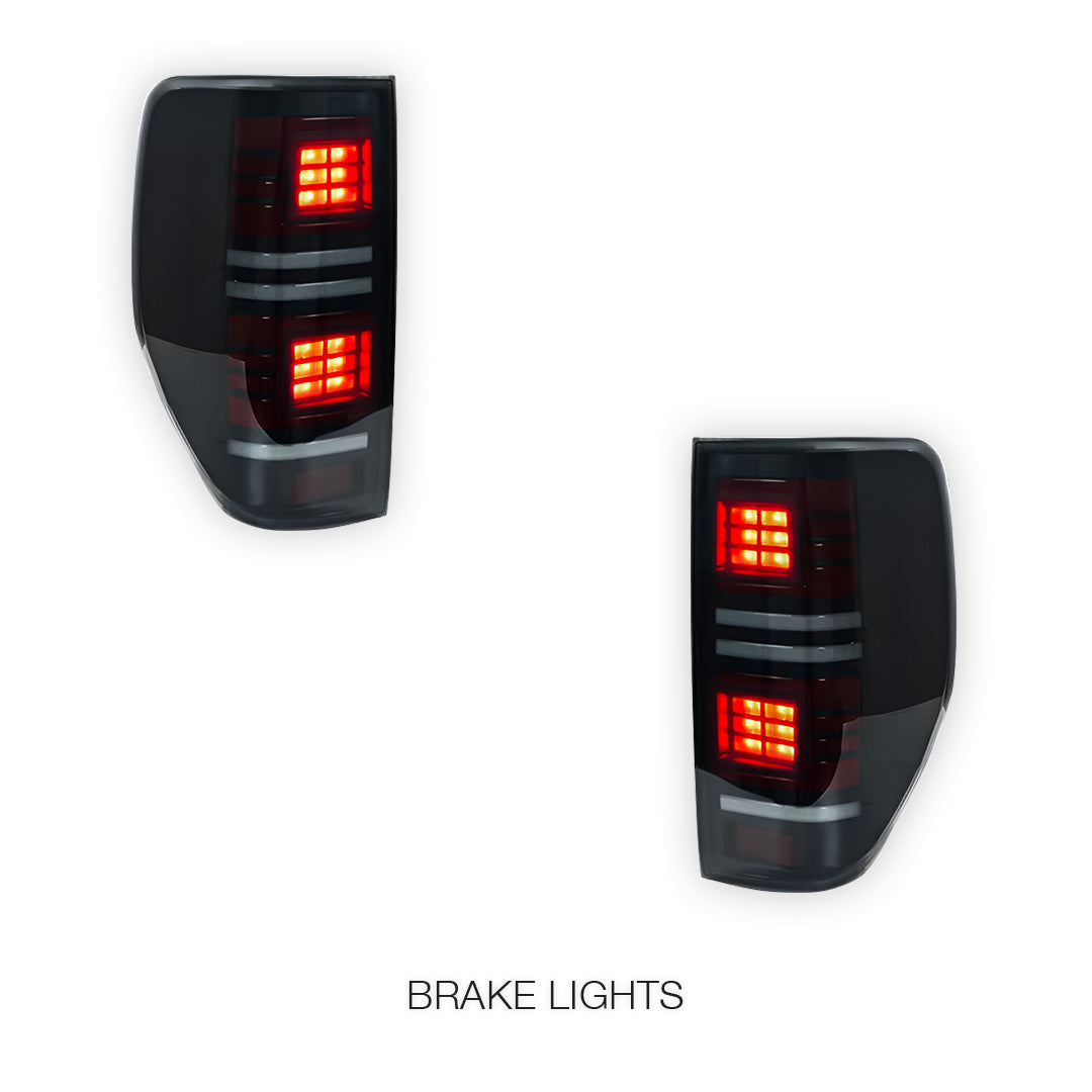 Ford Ranger PX MK1 MK2 MK3 (2011 - 2022) Smoked Block 3D Stripe Bars Sequential Tail Lights LH + RH