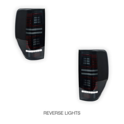 Ford Ranger PX MK1 MK2 MK3 (2011 - 2022) Smoked Block 3D Stripe Bars Sequential Tail Lights LH + RH