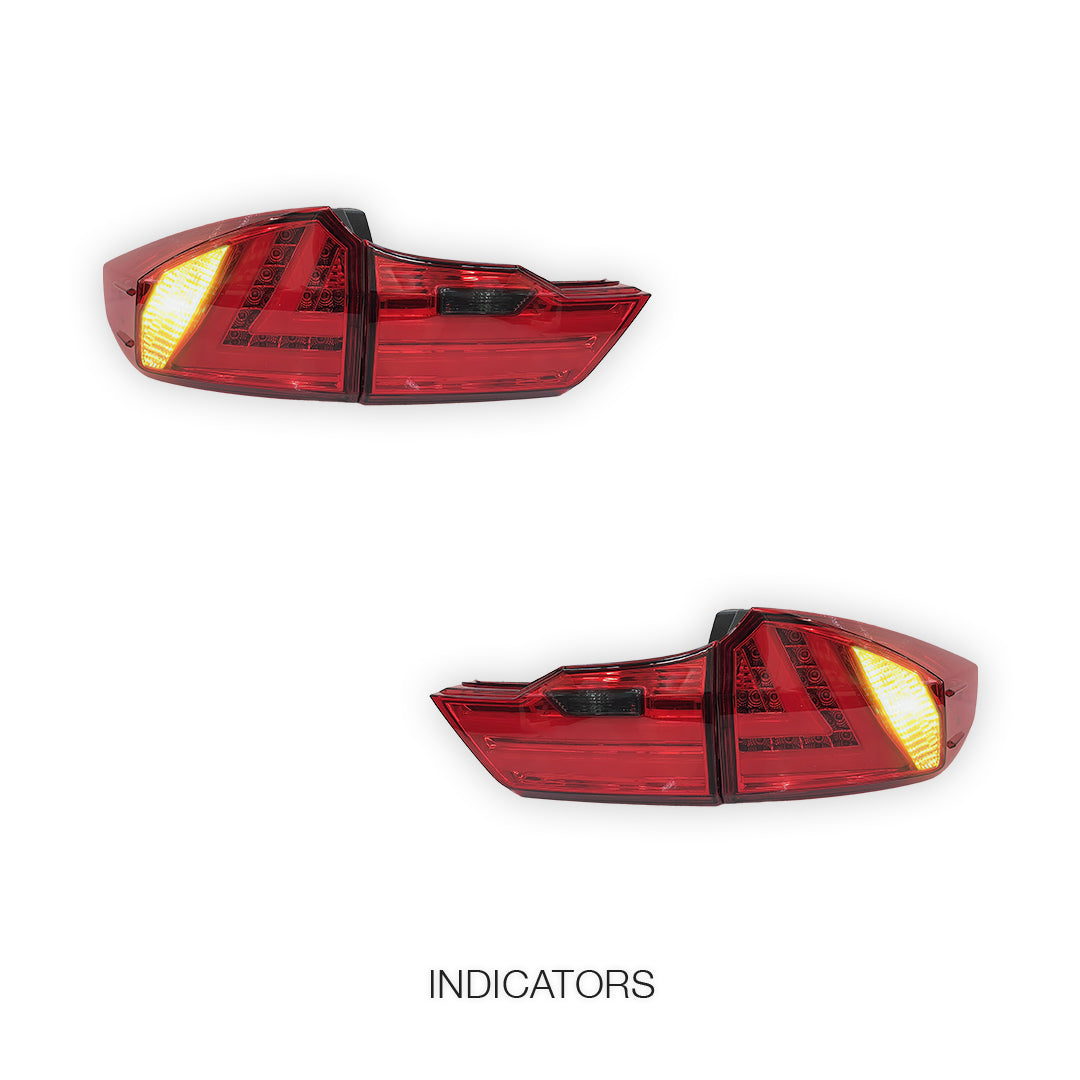 Honda City GM6 (2014 - 2017) Red Smoked LED Tail Lights LH + RH