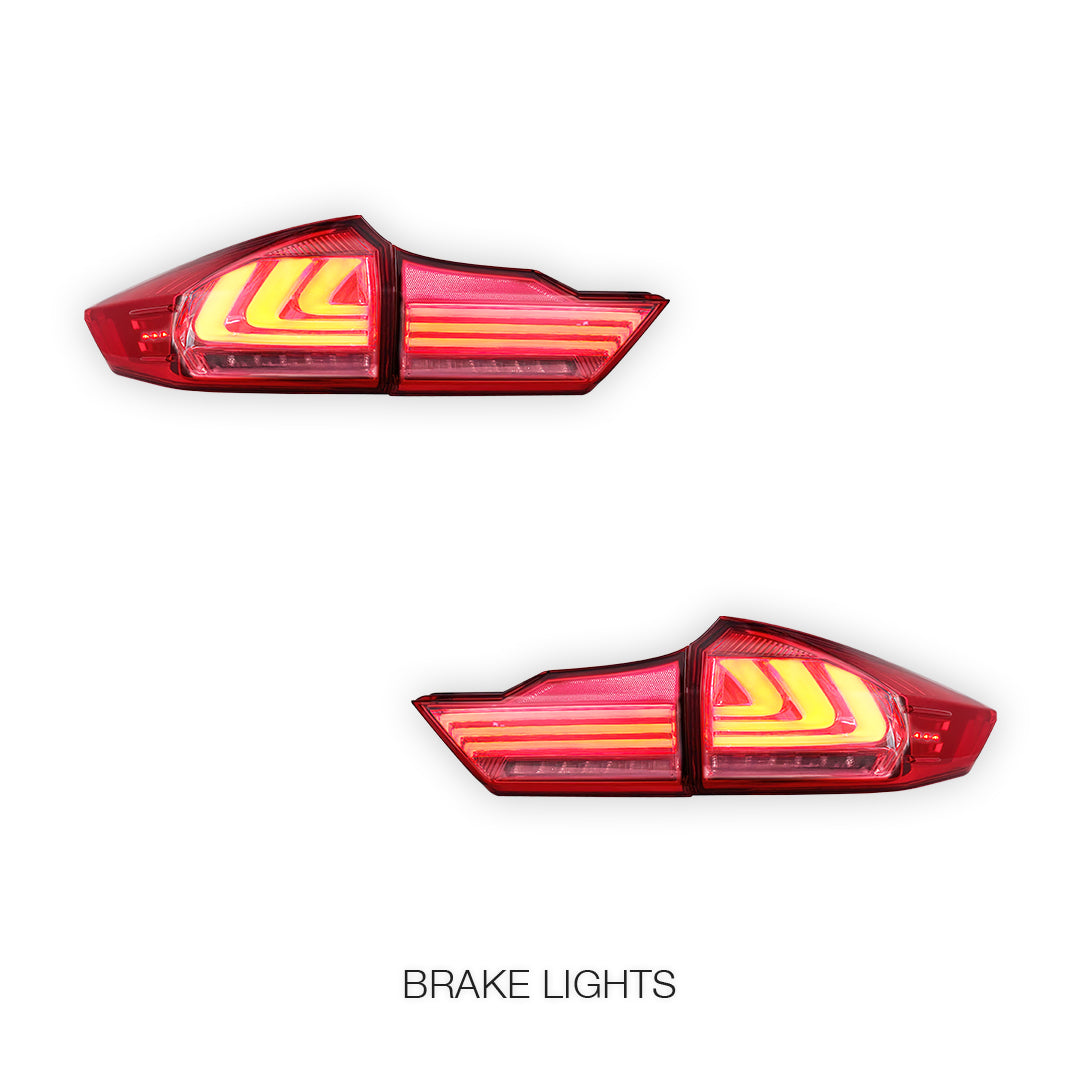 Honda City GM6 (2014 - 2017) BMW Style Sequential Red Smoked LED Tail Lights LH + RH
