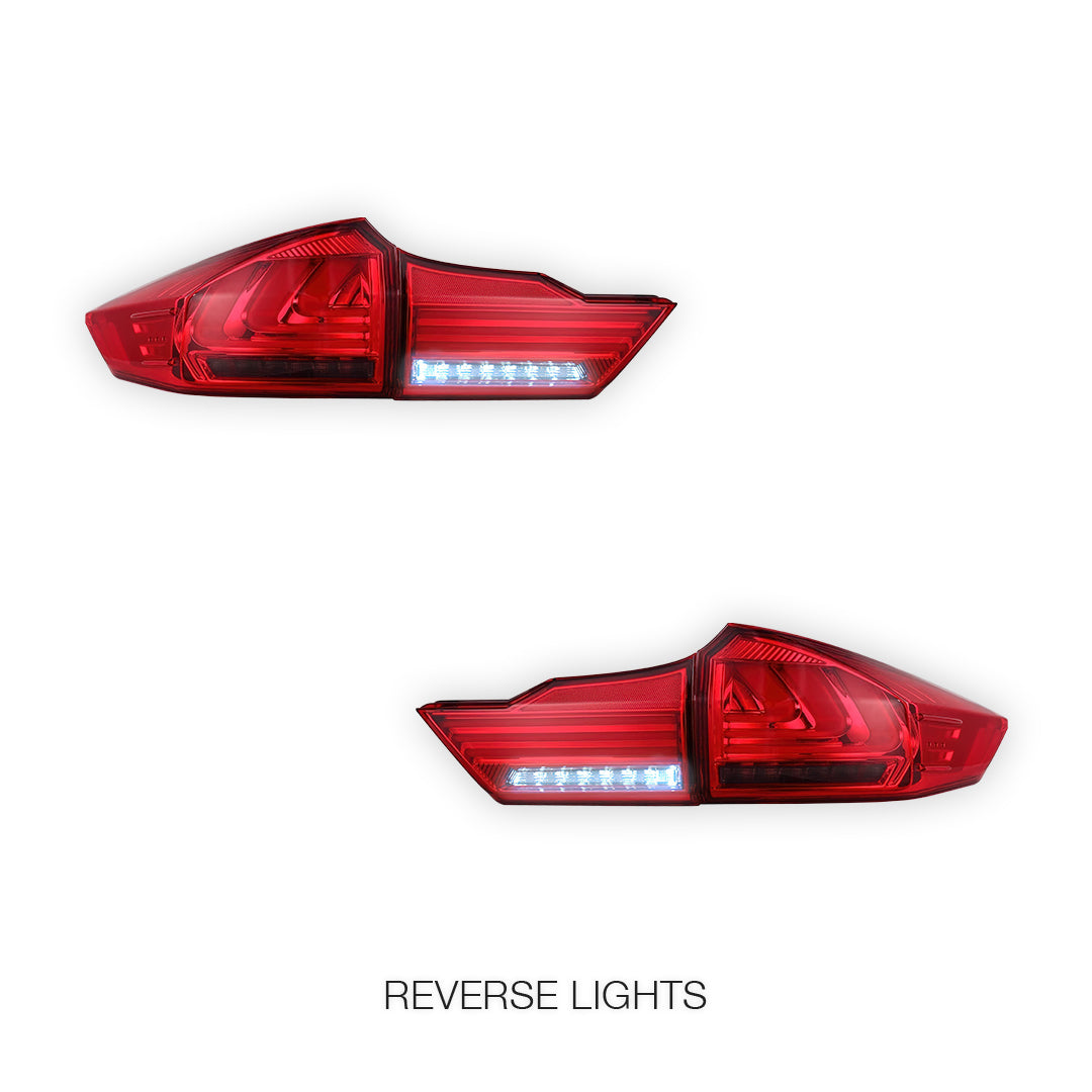 Honda City GM6 (2014 - 2017) BMW Style Sequential Red Smoked LED Tail Lights LH + RH