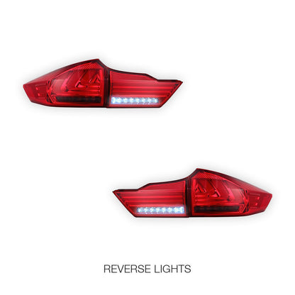 Honda City GM6 (2014 - 2017) BMW Style Sequential Red Smoked LED Tail Lights LH + RH