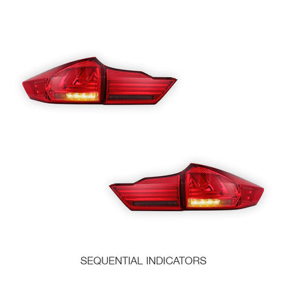 Honda City GM6 (2014 - 2017) BMW Style Sequential Red Smoked LED Tail Lights LH + RH