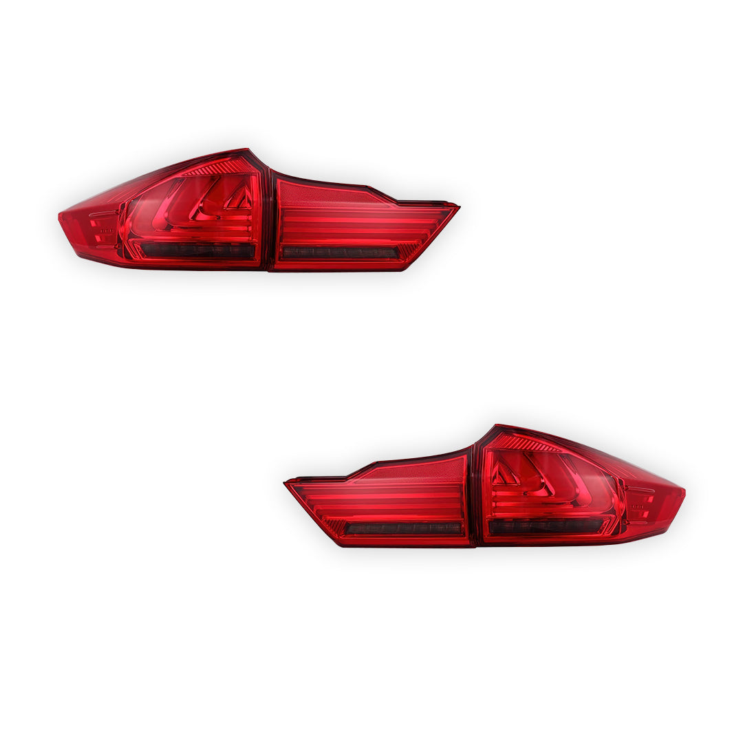 Honda City GM6 (2014 - 2017) BMW Style Sequential Red Smoked LED Tail Lights LH + RH