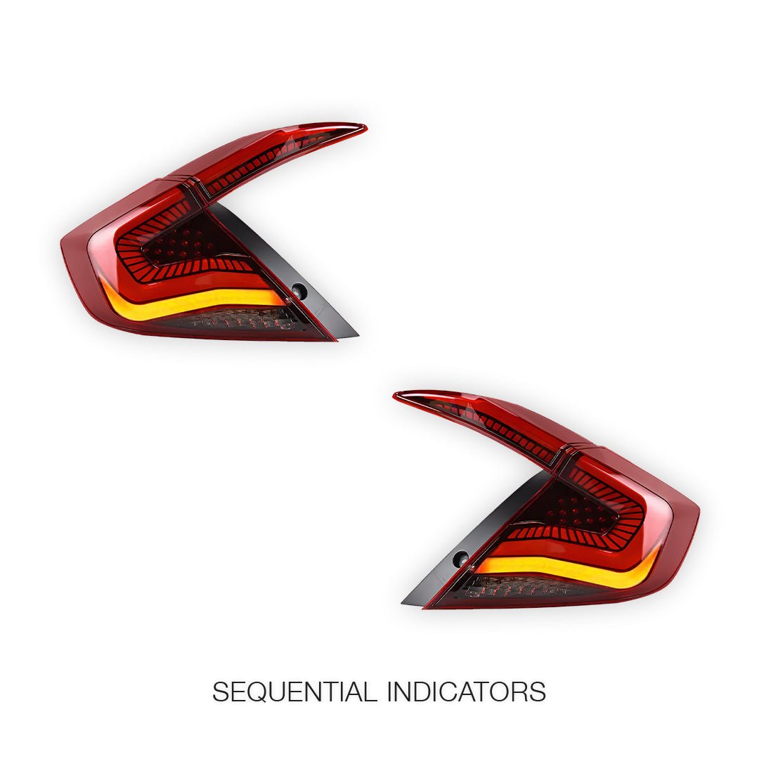 Honda Civic FC Sedan (2016 - 2018) Red Sequential LED Tail Lights LH + RH
