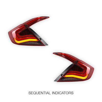 Honda Civic FC Sedan (2016 - 2018) Red Sequential LED Tail Lights LH + RH