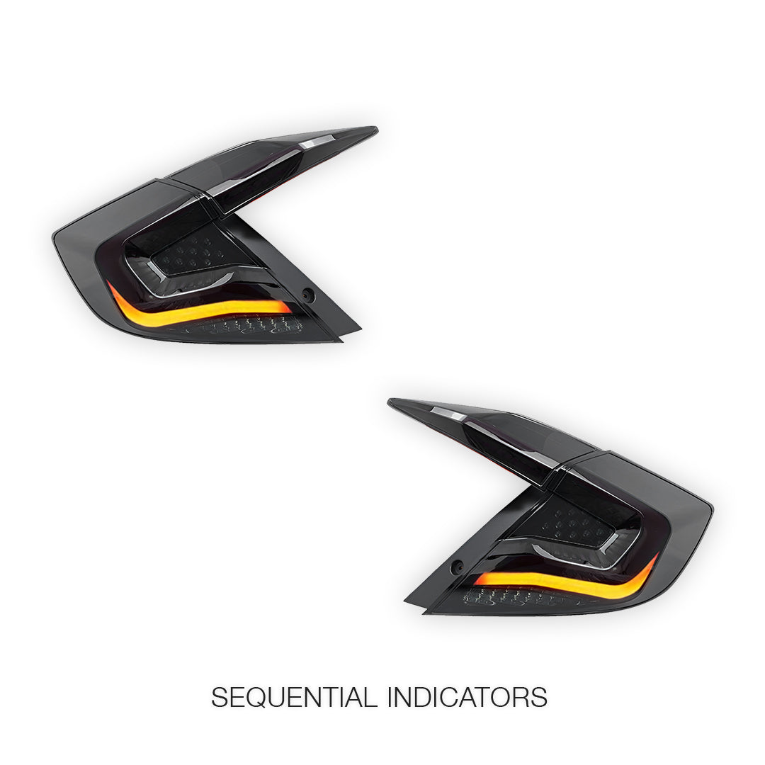Honda Civic FC Sedan (2016 - 2018) Sequential Smoked LED Tail Lights LH + RH
