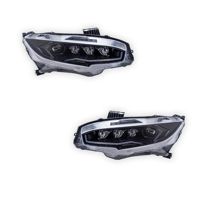 Honda Civic FC / FK (2016 - 2021) Black LED DRL Projector Headlights LH + RH