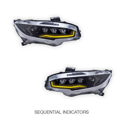 Honda Civic FC / FK (2016 - 2021) Black LED DRL Projector Headlights LH + RH
