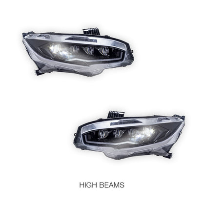 Honda Civic FC / FK (2016 - 2021) Black LED DRL Projector Headlights LH + RH